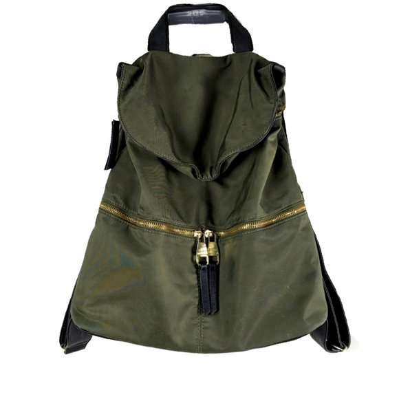 **SOLD**Steve Madden Olive Green Gold Zip Backpack - Picture 2 of 9